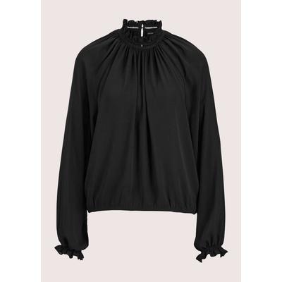 Langarmbluse MADELEINE "Bluse Elegante Bluse mit Stehkragen, Uni", Damen, Gr. 34, schwarz, Obermaterial: 100% Polyester PES., Modern, normal, Blusen