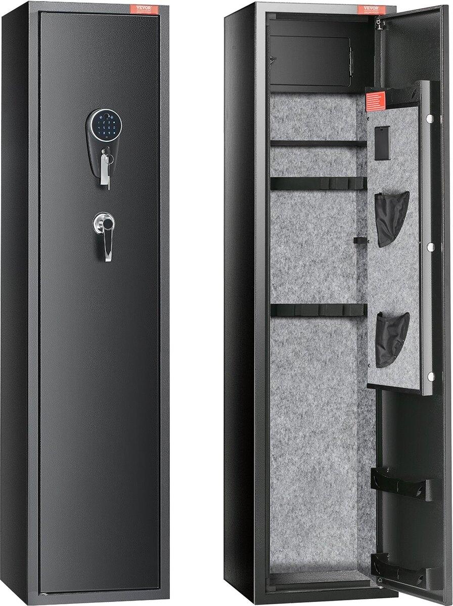 7-8 Rifles Gun Safe, Rifle Safe with Digital Keypad & Lock, Gun Storage Cabinet for Shotguns with Built-in Storage Locker, Removable Storage Shelf for Home Long Gun and Pistols
