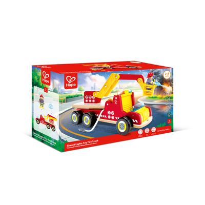 Spielzeug-Feuerwehr HAPE "Feuerwehrauto", bunt, Spielzeugfahrzeuge, KinderB:12,8cm H:16,6cm T:37cm, Holz, Kunststoff, Polyester, Stahl, mit Beleuchtung und Sirene, B:12,8cm H:16,6cm T:37cm