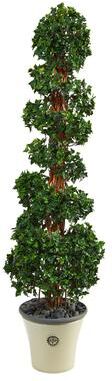 Nearly Natural "68"" English Ivy Topiary Spiral Artificial Tree in Decorative Planter - 12"""