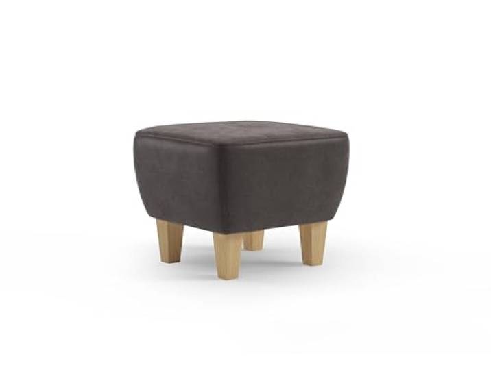 Cavadore Hocker Vida / Polsterhocker mit massiven Holzfüßen in Buche / 52 x 46 x 52 / Mikrofaser, Graubraun