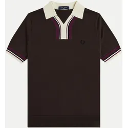 Strickshirt mit offenem Kragen Braun M