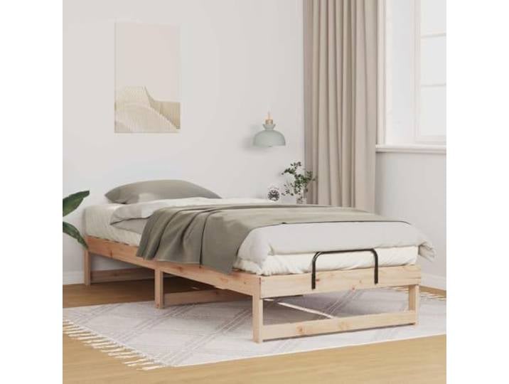 Massives Kiefernholz Plattformbett Modernes Design Braun 80 x 220 cm Bettrahmen Braun 80 x 220 cm Massives Kiefernholz Stabil Bettgestell Lattenrost Modern Design Schlafzimmer Möbel