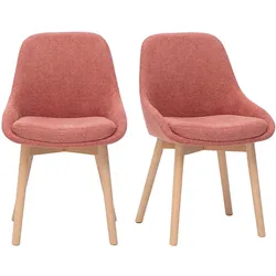 Skandinavische Stühle aus Terrakotta-samtartigem Strukturstoff und hellem Massivholz (2er Set) HOLO