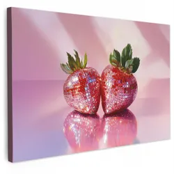LEINWANDBILD Disco - Obst - Glitzer - Erdbeere Groß 140x90 cm