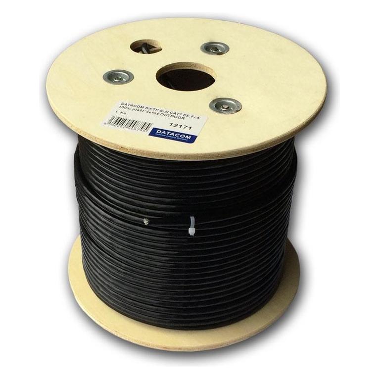 Datacom S/FTP drát CAT7 PE,Fca, plášÅ¥ Äerný OUTDOOR (S/FTP, CAT7, 100 m) (12171)