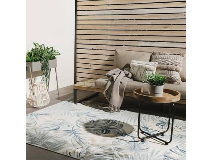 benuta Basic In- & Outdoor Teppich Flora - Mehrfarbig 160x230 cm - Floral Palmen Pflanzen Blätter Boho - Wetterfest für draussen Balkon, Terrasse, Garten - Balkonteppich, Gartenteppich, Outdoorteppich