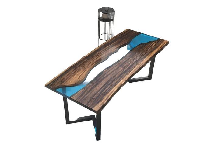 Xlmoebel Couchtisch Flusstisch aus Massivholz mit Wasserfall-Effekt und Epoxidharz (Couchtisch), Hergestellt in Europa