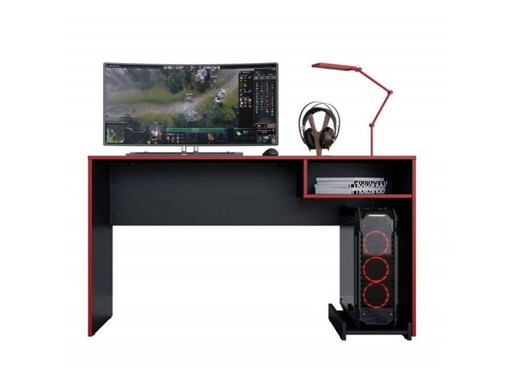 Bureau Gamer 136 cm Noir et Rouge 1 Niche L 136 H 75 P 45.1 cm - L 136 x l 345.1 x H 75 cm