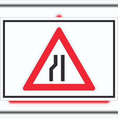 HB-Druck Aufkleber Achtung Verengte Fahrbahn links Symbol A9 (37x52mm)