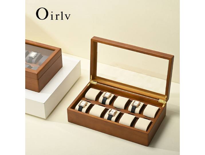 Oirlv 10 fentes boîte de montre en bois bijoux organisateur boîte montre organisateur grand multifonctionnel montre vitrine montre boîte de rangement