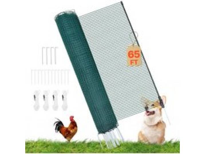 VEVOR Begrenzungszaun 20x0,9 m, Weidezaun aus PE, Mobiler Hundezaun mit Doppelspitzenpfählen & Abspannseilen, Hühnerzaun, Gartenzaun, Campingzaun für Hunde, Hühner, Pflanzen, Außenbereiche