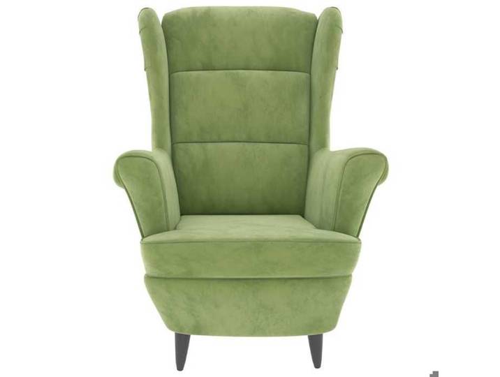 Chaise simple - Vert - Fauteuil à oreilles - 1 PC - avec tabouret vert clair velours 78x90x96.5 cm F8346