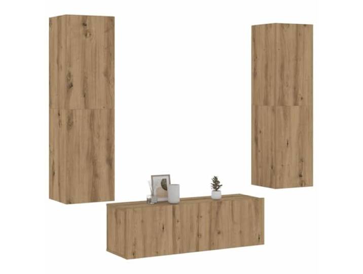 HEFZGDB TV-Wandschränke 3 STK. Artisan-Eiche Holzwerkstoff Moderner Medienschrank mit Stauraum und langlebigem Design für Wohnzimmer Einrichtung