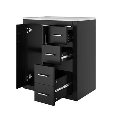 STILVORA Freistehender Waschtisch MDF Schwarz 76x46,5x85,5 cm mit Keramikbecken