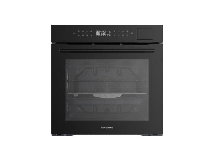 dreame OZ40 Einbau-Backofen 60cm,81L Volumen,10 intelligente Rezepte Gesunde Heißluftfrittier-Funktion,Dampfreinigung,Pyrolyse Selbstreinigung,Einbau-DampfBackofen mit LED-Anzeige