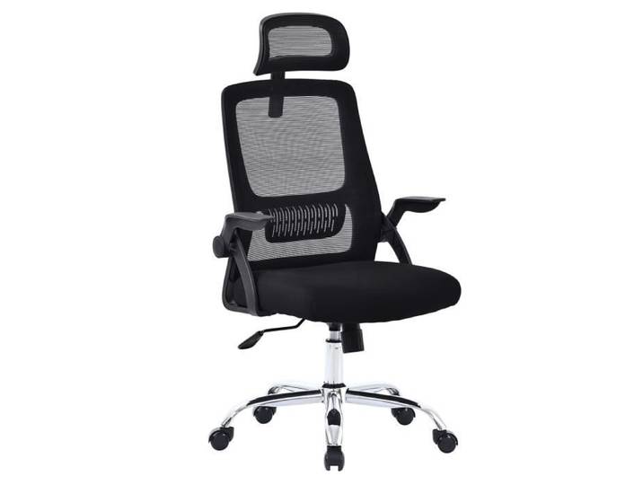 Chaise de bureau AMS-OFFICE OFFICE-LIGHT-BLACK Fauteuil informatique - Siège de bureau coloris noir pied chromé