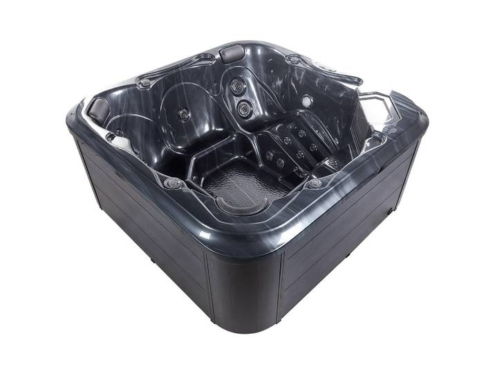 Beliani Whirlpool 6-Sitzer Grau Tularosa, Grau, Schwarz, Silberfarben, Kunststoff, 210x90x210 cm, Freizeit & Co, Wellness & Gesundheit, Whirlpools