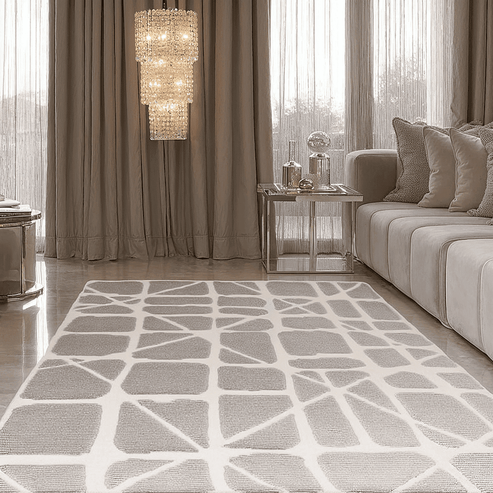 Braylin Grey & Cream Abstract Lines Rug, 80 x 150cm