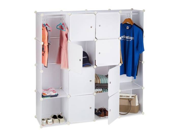 Relaxdays Kleiderschrank Stecksystem 12 Fächer