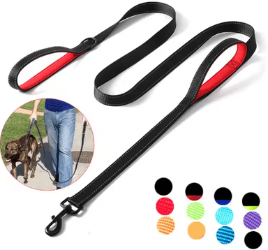 Inspire Picks Heavy Duty Double Handle Dog Leash For Training & Walking red 2.5x150cm
