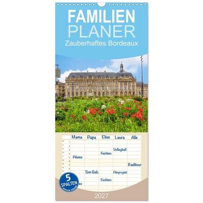 Familienplaner 2027 - Zauberhaftes Bordeaux mit 5 Spalten (Wandkalender, 21 x 45 cm) CALVENDO