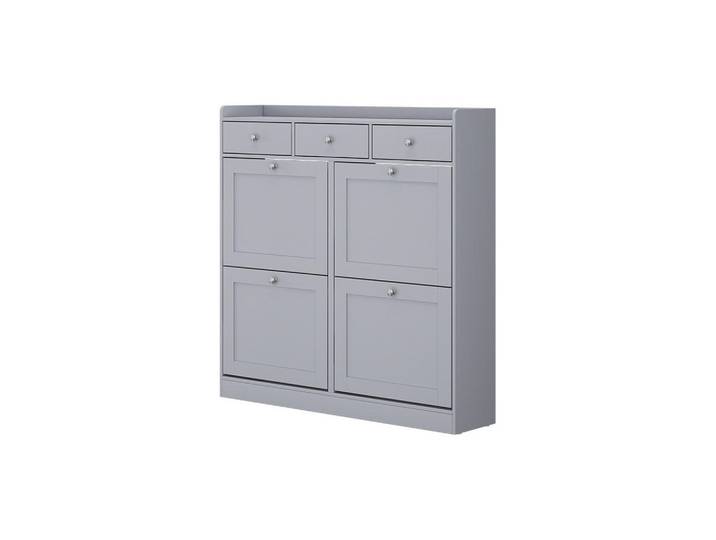 Vicco Schuhkipper Vitto Grau 100 x 99.5 cm mit 3 Schubladen & 4 Klappfächern, 7 Schubladen, Rechteckig, 100x99.5x22 cm, Garderobe, Schuhaufbewahrung, Schuhkipper