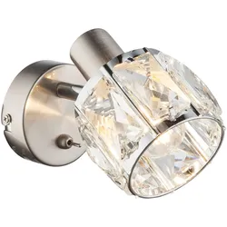 Chrom Wand Strahler Wohn Zimmer Beleuchtung Kristall Lampe verstellbar im Set inkl. LED Leuchtmittel