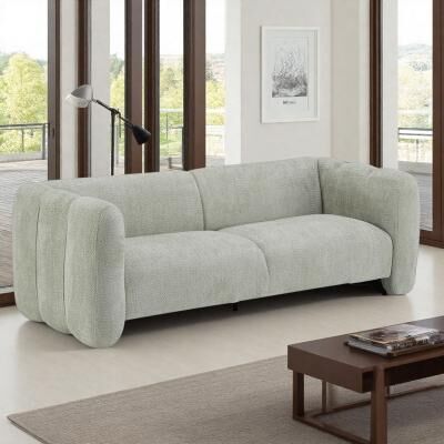 "83"" Fabric 3-Seater Sofa with Wave Design"