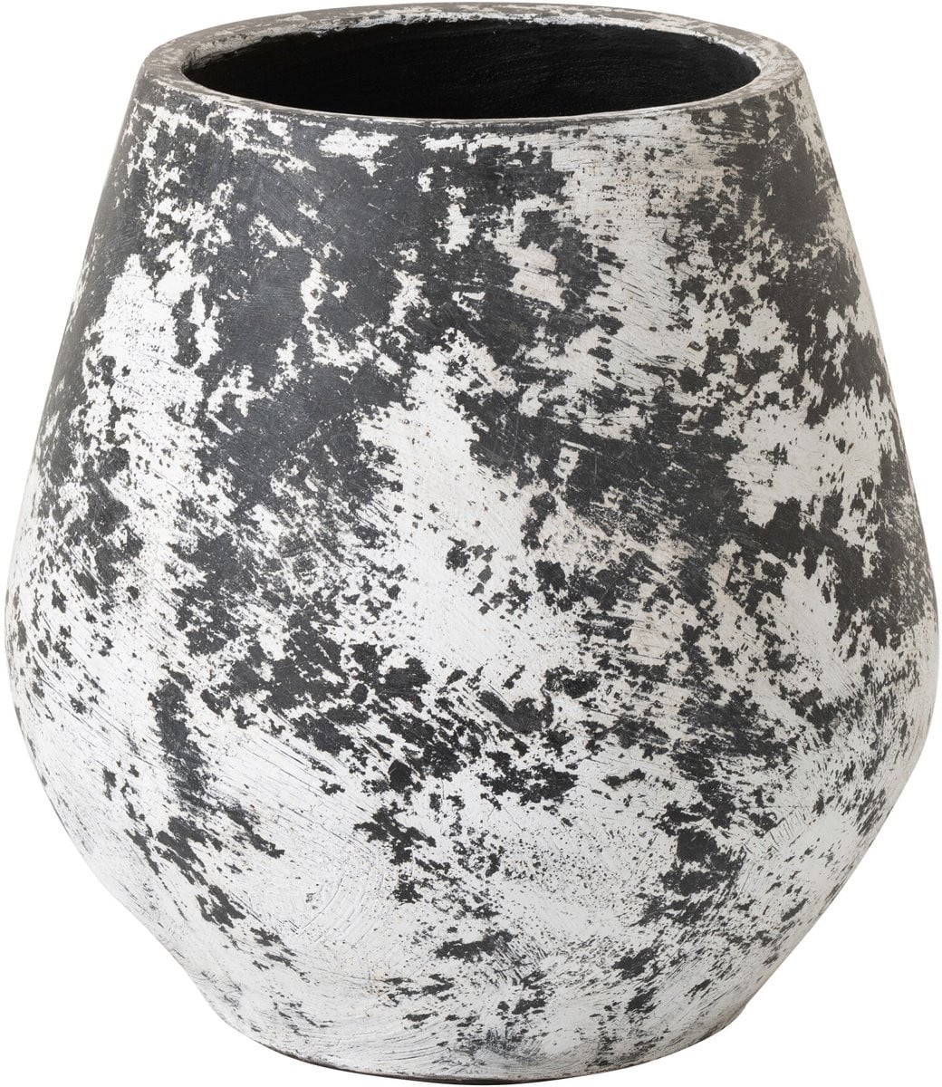 J-Line bloempot Ruby keramiek zwart/wit large tabletop