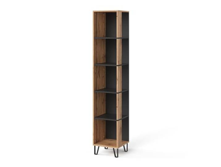 Vicco Bücherregal Amber , Eiche Wotan 36 x 186.6 cm mit Ablagefach für zusätzlichen Stauraum