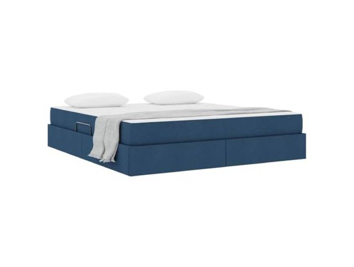 KTHLBRH Boxspringbett 180 x 200 cm blau mit Matratze Hydraulisches Heben, Gestell aus Metall, feste Latten, Kapazität 280 kg
