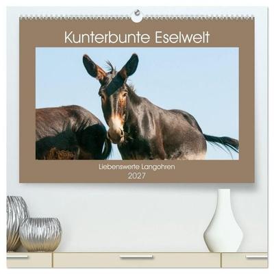 Kunterbunte Eselwelt - Liebenswerte Langohren (hochwertiger Premium Wandkalender 2027 DIN A2 quer), Kunstdruck in Hochglanz