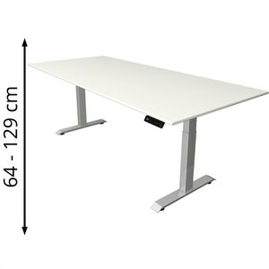Kerkmann Schreibtisch Move 4, weiß / silber, elektrisch höhenverstellbar, 225 x 64-129 x 100 cm