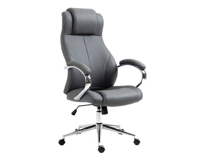 CLP Chaise de bureau Salford cuir véritable - Couleur:gris