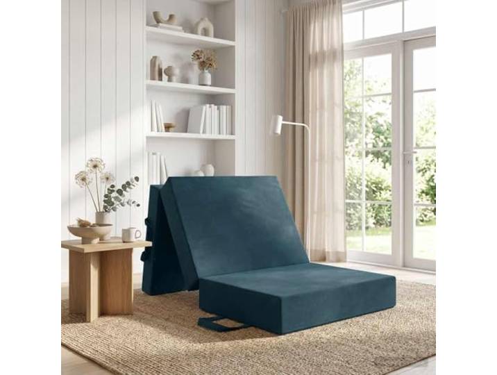 KTHLBRH Klappsofa Bett 75 x 67 x 45 cm Blau mit Polyesterbezug Komfortables Sitz-und Schlafsofa, kompakte Faltfunktion, pflegeleichter Reißverschlussbezug, modernes Design