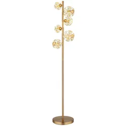 LED Stehleuchte Stehlampe Wohnzimmerlampe Fußschalter Gold Metall H 155 cm