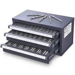VEVOR Bohrer-Spender-Schrank, Bohrer-Organizer mit drei Schubladen für 1 mm bis 13 mm, Bohrer-Spender-Organizer aus Stahl mit Etiketten, Stapelbarer Bohrer-Spender zur Bohrer-Aufbewahrung