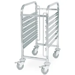 BRB Transportwagen für GN-Behälter aus Edelstahl, BxTxH 380x550x950 mm, 4 Gummilenkrollen mit Feststellbremse