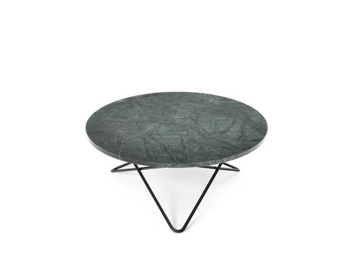 OX Denmarq Table basse O marbre vert, support laqué noir
