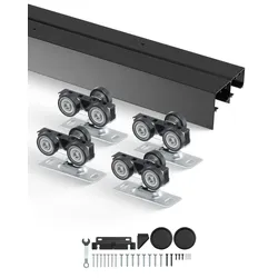VEVOR Schiebetür-Beschlagschienensatz Schiebetürsystem 1219 mm, Doppelschienen Schiebetürsystem aus Aluminiumlegierung, passende Türbreite 622 mm x 2, Schiebetürbeschlag 68 kg belastbar