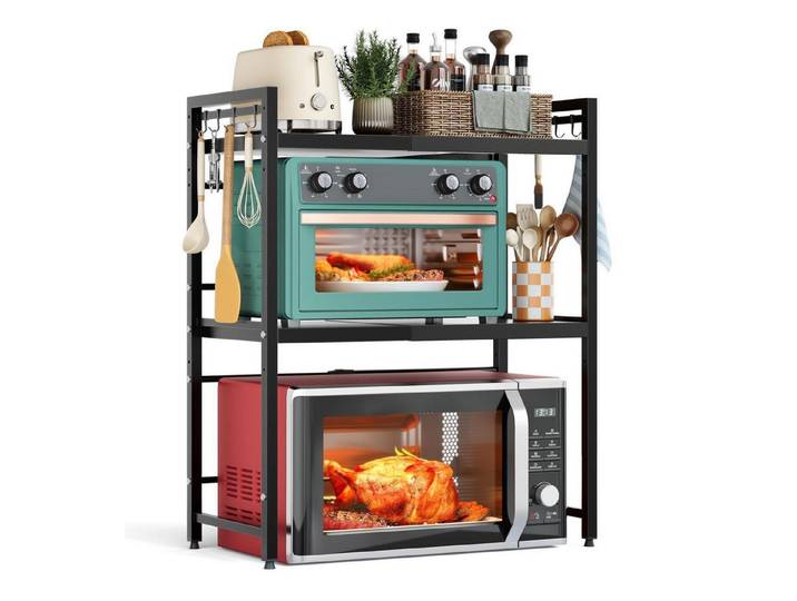 LuxusKollektion Küchenregal Mikrowellen Regal 3 Fach Schwarz, 3-tlg.