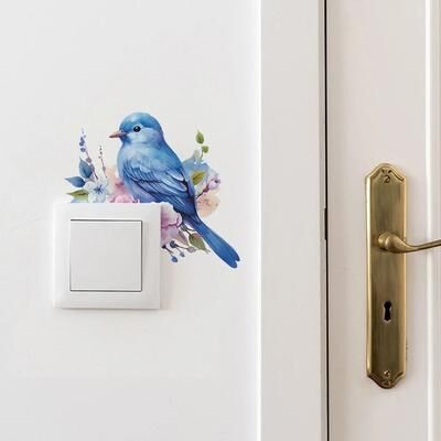Uplift Essentials Cartoon Bird Switch Wall Sticker Green Plant And Flower Light Switch Cover Decal Cartoon Bird Switch Wall Sticker Green Plant And Flower Light Switch Cover Decal