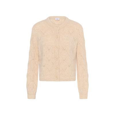 Strickjacke SAINT TROPEZ "Damen Strickjacke TabbathaSZ", Damen, Gr. M, beige (rutabaga melange), Obermaterial: 70% Polyester Pol. recyc.. 21% Polyamid PA. 8% Wolle mw. 1% Elasthan EL., Strickjacken Strickjacke