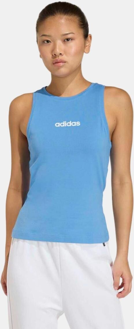 Adidas Camiseta de mujer Essentials Linear Slim Cotton .  Azul