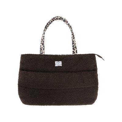 Shopper ZWILLINGSHERZ "Teddy Leo Classic", Damen, Gr. B/H/T: 50cm x 35cm, braun, Polyester, Taschen Shopper, Teddy-Material, Leo Henkel und Innenfutter, geräumig