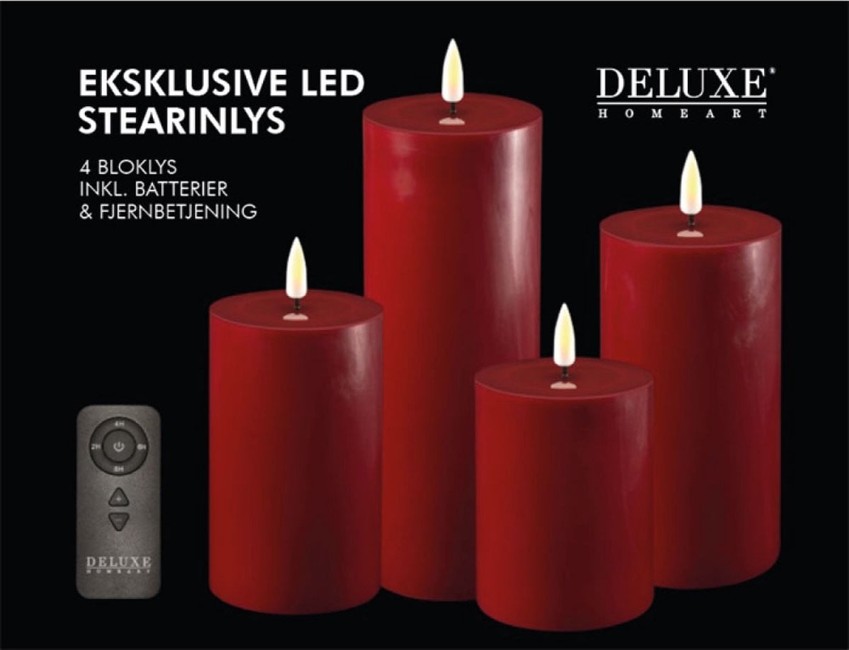 Deluxe Homeart LED Kaars Real Flame Warm Rood Cadeauset