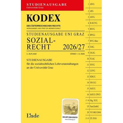 KODEX Studienausgabe Sozialrecht Graz 2026/27, Taschenbuch von , Linde, 978-3-7073-5607-6