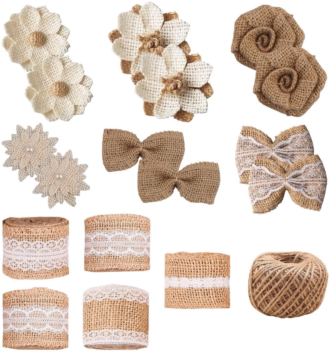 Merkloze Jute Bloemen Set met 30 Stuks voor Ambachten en Decoratie