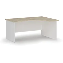 Ergonomischer Bürotisch PRIMO WHITE, 160x120 cm, rechts, Eiche weiß/natur
